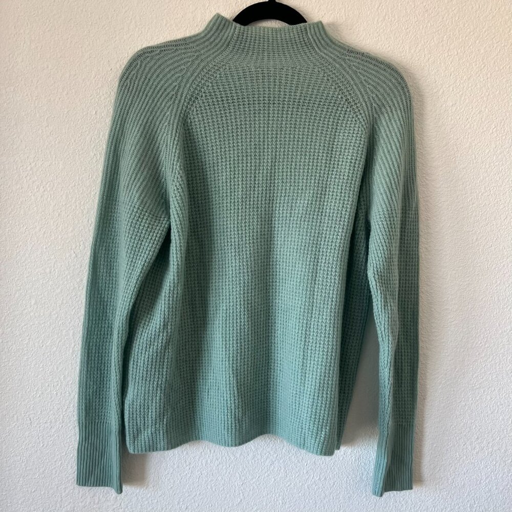 Vineyard Vines Sweater Women Small Green Cashmere Waffle Knit Mock Neck Pullover
